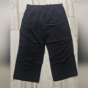NWT Old Navy Black Flowy Wide Leg Cargo Pants 2X